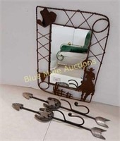 Western tin hanging mirror-13×18 & 2 arrows