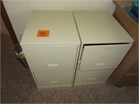 Pair Metal 2 Drawer File Cabinets