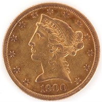 1900-P 90% GOLD $5 LIBERTY HEAD COIN