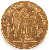 1890-A GUARDIAN ANGEL 20 FRANCS 90% GOLD
