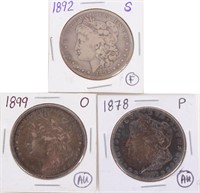 MORGAN SILVER DOLLARS 1878-P 1899-O 1892-S