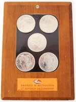 GATES 1921MORGAN SILVER DOLLARS SALESMANSHIP AWARD