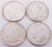 1921-S MORGAN 90% SILVER DOLLARS - LOT OF 4