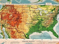 Vintage 1940'S UNITED STATES Pull Down Map