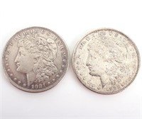 1921-D MORGAN 90% SILVER DOLLARS - LOT OF 2