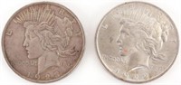1923-P PEACE 90% SILVER DOLLARS - LOT OF 2