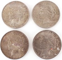 1923-P PEACE 90% SILVER DOLLARS - LOT OF 4