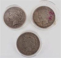 1924 PEACE 90% SILVER DOLLARS - LOT OF 3