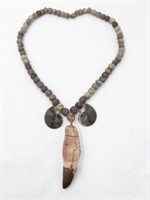 Necklace with Dinosaur Tooth & Ammonites.