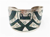Mexican Sterling Inlaid Bangle.