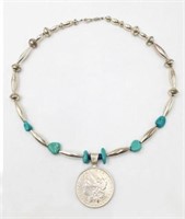 Necklace with 1881-P Silver Dollar Pendant.