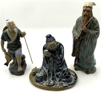 Lot of 3 Asian Clay Figures.