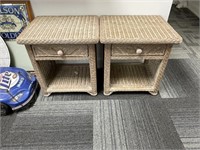 PAIR OF WICKER END TABLES