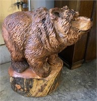 Hand-Carved Bear Statue