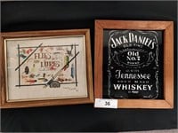 2 Pieces of framed decor, Jack Daniels