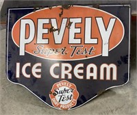 Porcelain Pevely Ice Cream Sign Double Sided