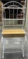 Wrought Metal Bakers Rack With Drawer