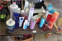 lot of misc. shampoos, body sprays, some