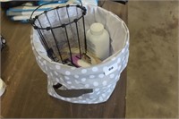 thirty one bag, wire basket and longaberger