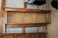 country wall shelf with pegs. 47.5" x 9" x 21"