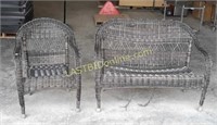 Matching Woven Chair & Bench Seat