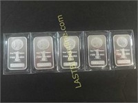 5 new "Morgan design" 1 oz. .999 Silver Bars