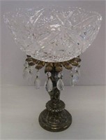 14.5" Vintage Crystal Punch Bowl On Stand