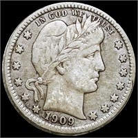 1909-S Barber Silver Quarter LIGHTLY CIRCULATED