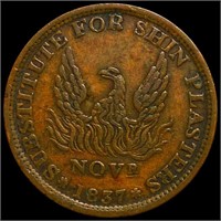 1837 Hard Times Token NEARLY UNCIRCULATED