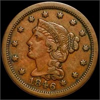 1846 Braided Hair Large Cent XF