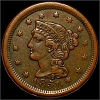 1851 Braided Hair Large Cent NEARLY UNC