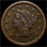 1844 Braided Hair Large Cent NICELY CIRCULATED