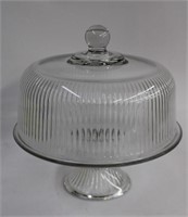 Glass covered pedestal cake dish 11"D