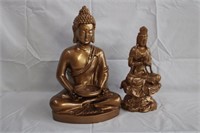 Two resin Buddhas 12 and 14"H