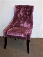 Purple velvet like arm chair. button tufted back