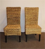 2 wicker rattan dining chairs