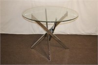 39" Round beveled glass top table with chrome legs