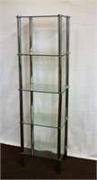 5 tier glass shelf, chrome frame 16 X 12 X 54.5"H