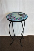 Metal base, glass top side table 12 X 21"H