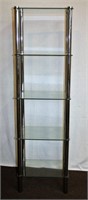 5 tier glass shelf, chrome frame 16 X 12 X 54.5"H