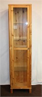 Pine show case with 3 interior glass shelves