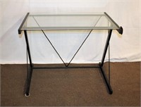 Metal frame glass top desk 35.5 X 24 X 28.5"H