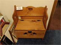 Wood Crafted Bench, Seat opens for Storage