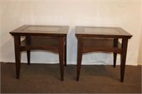 Pair of glass top insert side tables with
