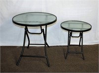 2 glass top folding patio tables 24 X 24"H &