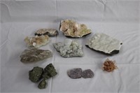 Assorted geodes, crystals, iron pyrite