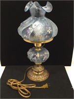 Fenton Signed Hand Painted Table  Lamp. 19in H.