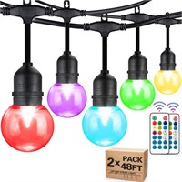 2-Pack 48FT RGBW Outdoor String Lights