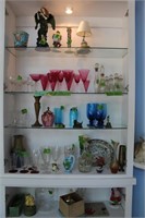 Shelf Contents of misc glassware