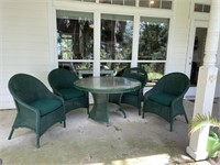 Patio Table & 4 Wicker Chairs